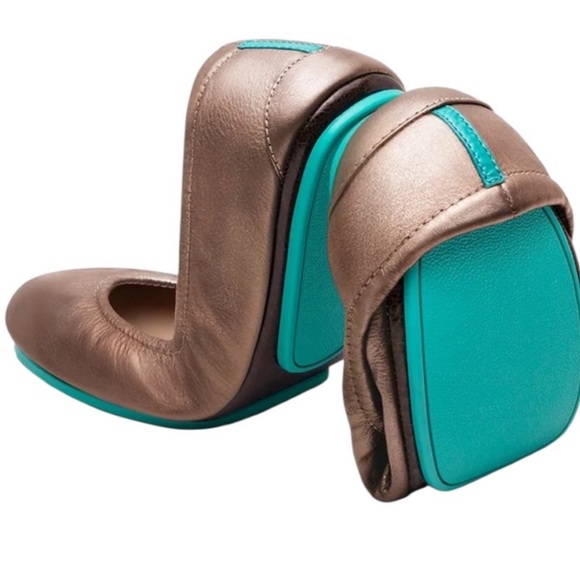 Tieks Metallic Bronze Leather Ballet Flats Shoes Size 8 - Picture 2 of 12